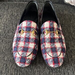 Gucci Red and Blue Checkered Moccasins